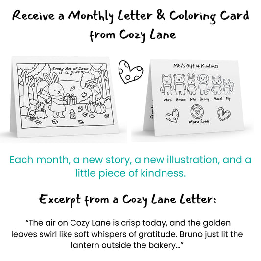 Letters from Cozy Lane — Monthly Illustrated Letter & Coloring Card Subscription